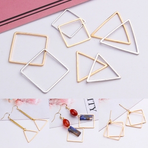 10个价 DIY耳环饰品黄铜电镀配件 几何三角形正方形边框耳饰材料