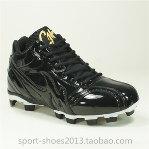 棒球鞋 胶钉 专业棒垒球比赛用鞋 工厂定制直销 全黑色鞋带款
