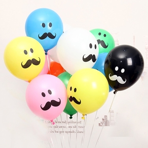 韩国Neo圆形印胡子气球 12寸单面印 Smill Mustache大胡子