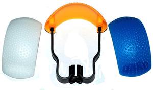 机顶柔光罩 闪光灯内闪柔光罩 白橙蓝三色罩合一塑胶袋包装