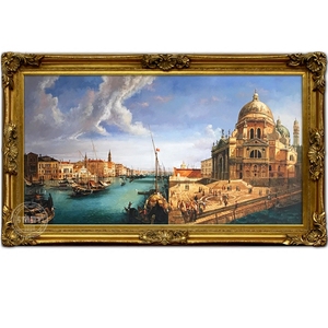 瑞堂 古典欧式油画手绘威尼斯宫廷油画 有框画别墅装饰画壁画5018