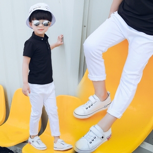 男童白色长裤春季新款韩版儿童黑色休闲裤男孩修身小脚牛仔裤子