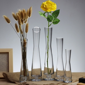 小清新玻璃透明小花瓶 桌面花插小口细长玫瑰花瓶客厅迷你摆件