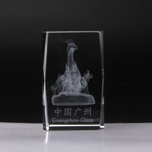 广州特色礼品水晶摆件D内雕五羊精品广州城市象征纪念品家居摆件