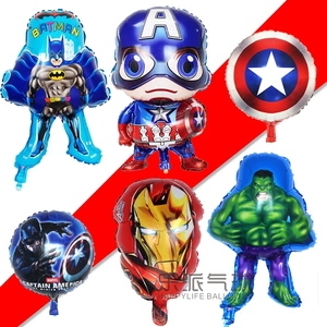 复仇者联盟铝膜气球 钢铁侠绿巨人美国队长盾牌超人卡通英雄气球
