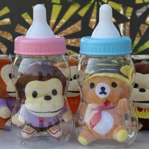 超大号透明奶瓶储蓄罐 轻松熊猴子大白流氓兔存钱罐六一生日礼物