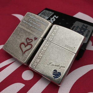 屠城ZIPPO 打火机 原装正品 韩版 古银 红心 蓝心  永恒的爱