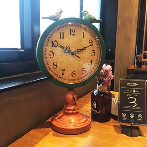 欧式座钟 客厅美式做旧钟表 大号时尚创意复古坐钟台钟铁艺时钟