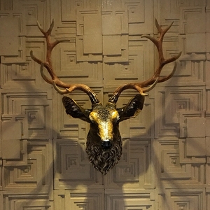 招财鹿头壁挂 创意北欧画框墙饰壁饰 美式客厅背景墙上装饰品挂件