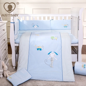 出口品质婴儿床品套件 蓝湖小精灵床上用品纯棉被子床围 宝宝床品