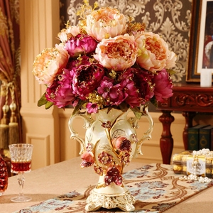 奢华欧式花瓶陶瓷装饰摆件客厅复古电视柜桌面摆设插花器干花花瓶