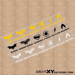 XY車贴 超人蝙蝠侠神奇女侠闪电侠 正义联盟logo反光汽车贴纸