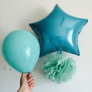 蒂芙尼蓝五角星雨丝铝膜气球薄荷绿铝箔气球婚房布置生日派对装饰