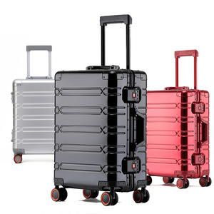 全铝镁合金行李箱万向轮档铝框拉杆箱20寸红色登机箱24寸旅行箱