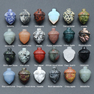 1344-天然水晶玛瑙榛子橡子 石头松果水晶创意雕刻迷你果实小摆件