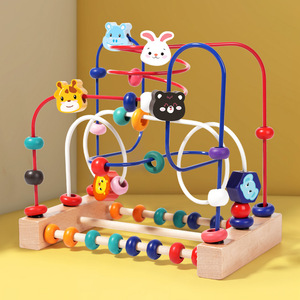 婴儿童绕珠多功能木制玩具水果动物串珠女孩1-3岁早教积木