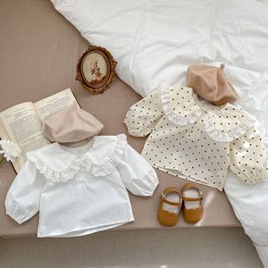 2024春季女童翻领衬衫洋气女宝宝娃娃衫长袖开衫上衣婴儿打底衫