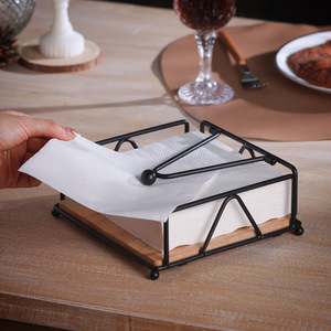 创意简约木质纸巾架餐厅酒店抽纸架自助餐方形纸巾座实木餐巾架