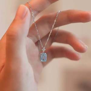 925银项链女法式级感蓝色锆石小众设计感轻奢款韩版气质镶钻轻奢