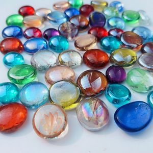 五彩小石子混色搭配玻璃扁珠透明玻璃石水培鱼缸装饰造景水族箱