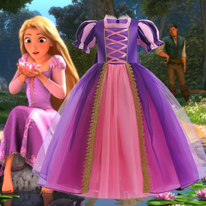 迪士 尼系列公主裙2024女童长发裙子儿童生日长裙礼服六一cos服