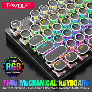 赛博朋克真机械键盘有线RGB混光金属电竞游戏复古朋克青轴铝合金