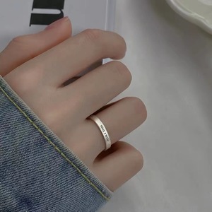 芃一 S925纯银英文刻字戒指 小众设计食指戒 时尚新款开口指环