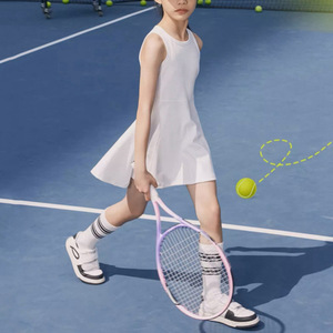 欧美女孩儿童运动羽毛网球裙背心连衣裙健身瑜伽跑步服舞蹈速干衣